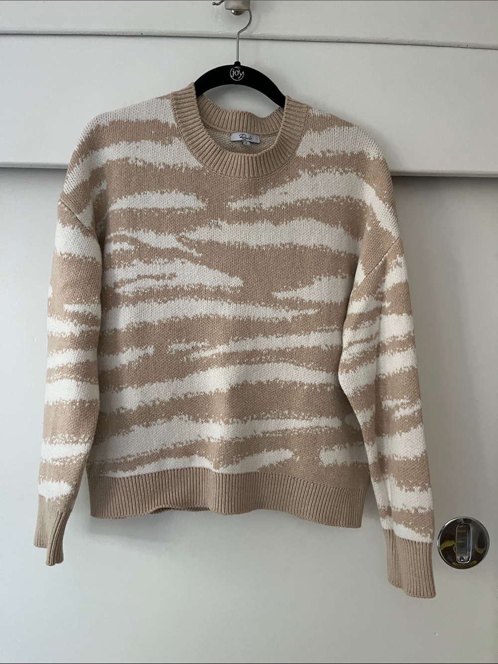 Rails Virgo Camel Stripe Patterned Crewneck Sweater cotton cashmere blend